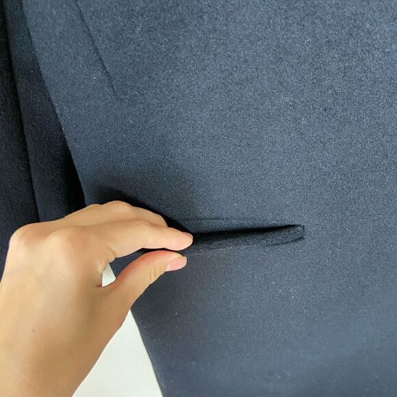 NWT Acne Studios Omana Wool Trech Black Pea Coat Fake Fur Collar Size 6 - Picture 5 of 11